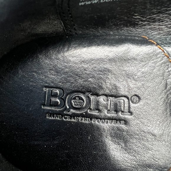 Born Black Leather Round Toe Comfort Slip On Block Heel Clog Shoes Size 8.5 - Picture 2 of 9